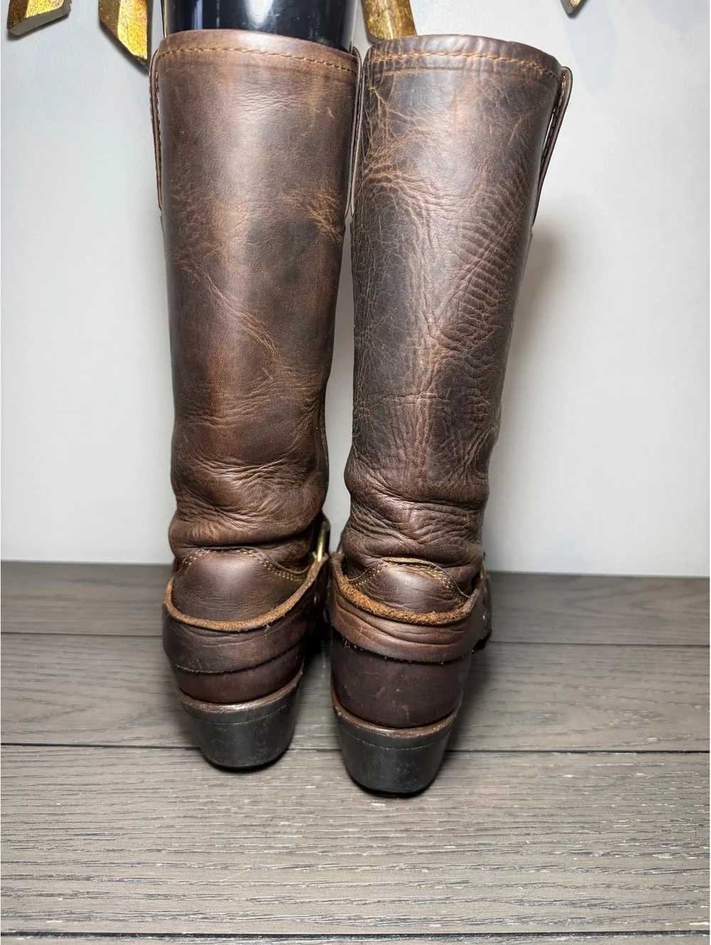 Frye Harness Brown Leather Boots Size 6